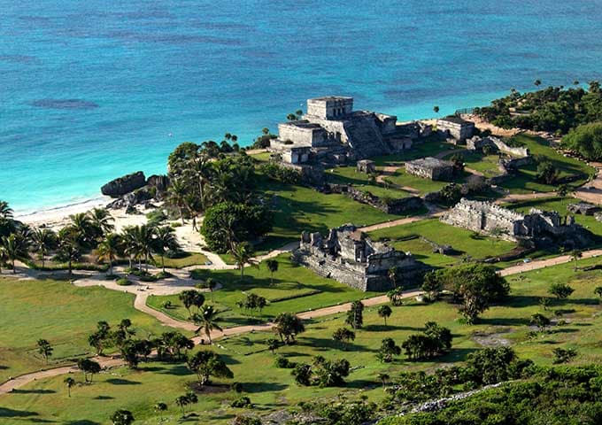 The archaeological site of Tulum has amazing views of the Caribbean