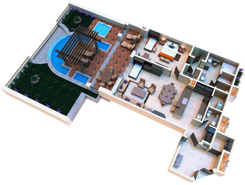 One Bedroom Master Suite with Private Pool, Up to 5 people