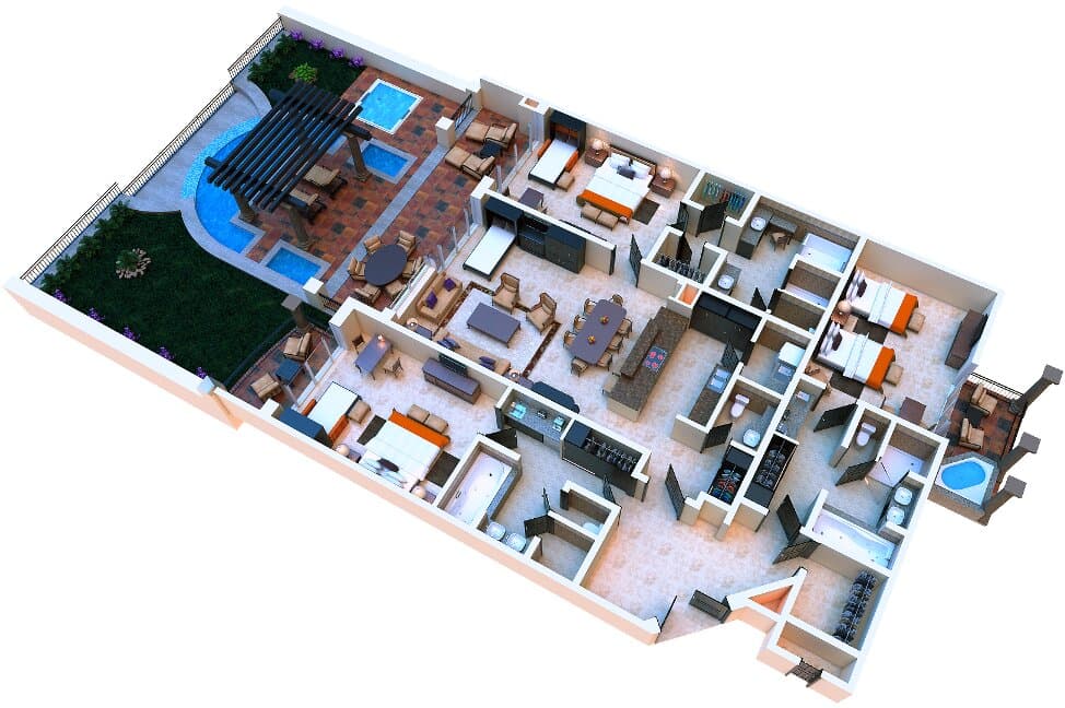 Three Bedroom Master Suite Private Pool, Up to 10 people