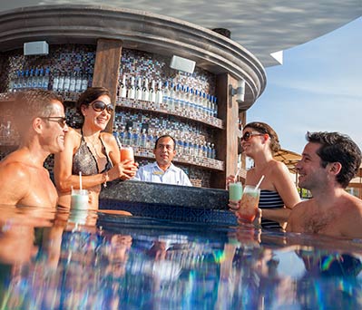 Pool Bar: The pool is the favorite place for a cool drink in Cancun Riviera Maya