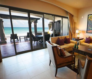 All Inclusive Resort with 3 bedroom suites cancun offers accommodation with Living Room and an ocean view terrace
